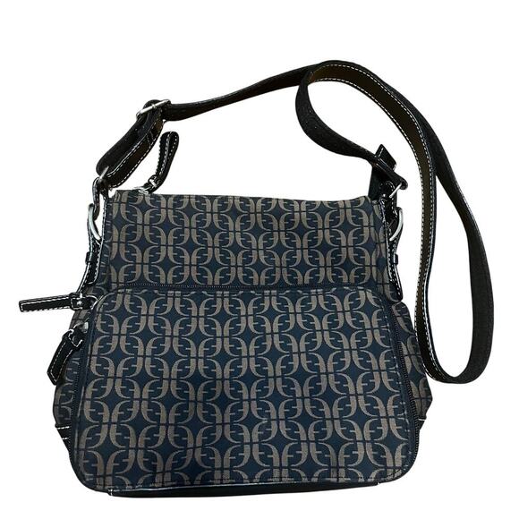 Vintage Black Fossil Monogram Crossbody Purse - Picture 1 of 8